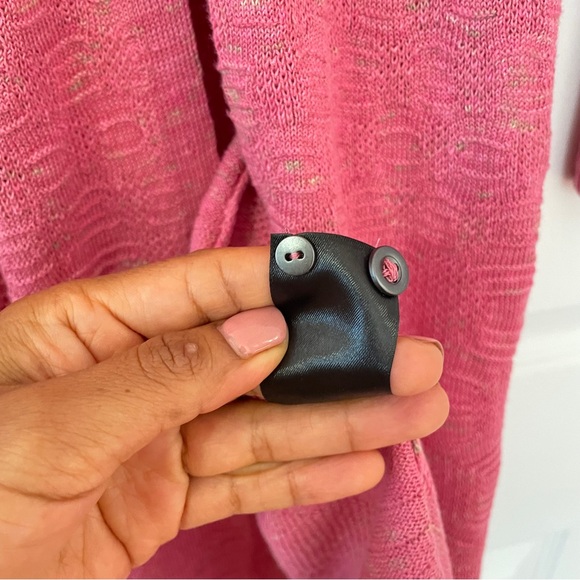 NIC + ZOE  linen blend long Cardigan in a twirl Raspberry Pink Button ribbed XL - Picture 12 of 14